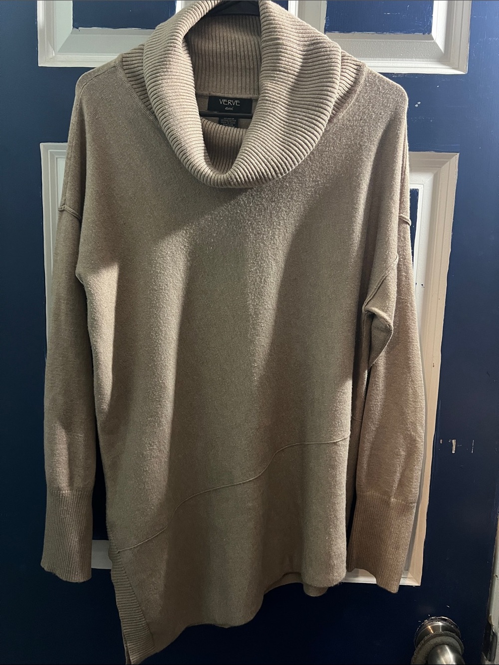 Verve Ami Taupe Cowl Neck Sweater